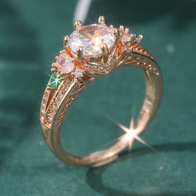 Women's Elegant Retro Colored Engagement Ring, Gift for Her